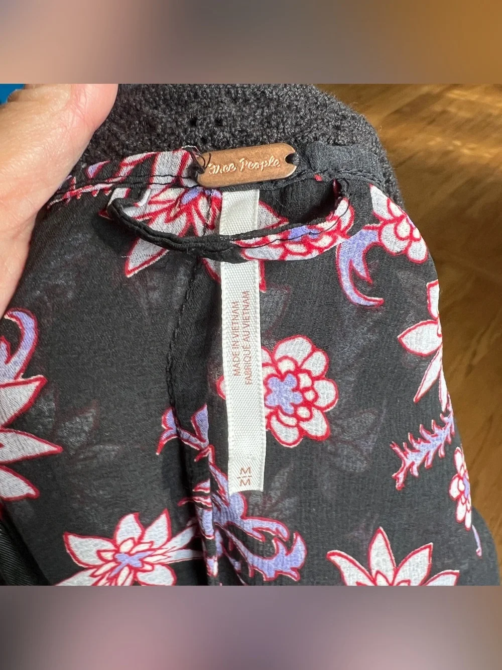 NEW Free People Lola Mixed Print Kimono Black Floral Sz M